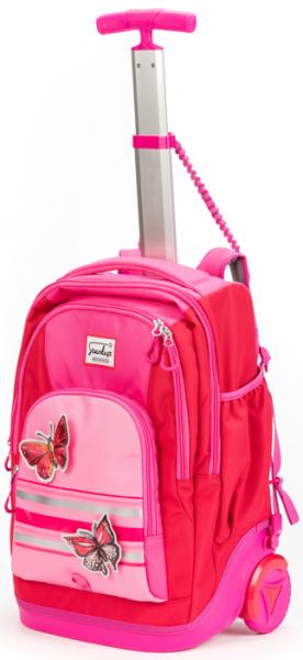 2in1 Schulrucksack/Schultrolley pink mit Schmetterlingen